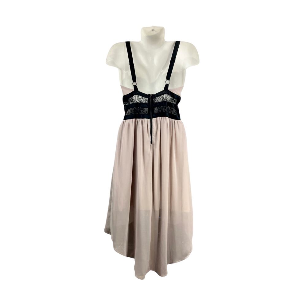 Jealous Tomato Women's Black/Tan Sweetheart Lace Back Lined Hi/Low Dress S - Picture 2 of 9